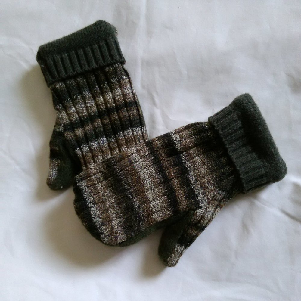 wool mittens, green & earth-toned